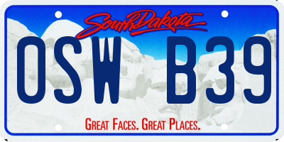 SD license plate 0SWB39