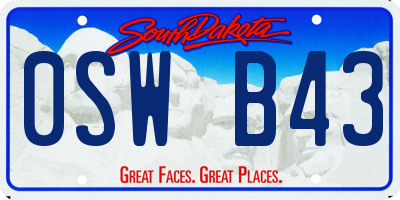 SD license plate 0SWB43