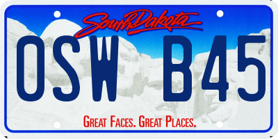 SD license plate 0SWB45