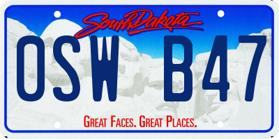 SD license plate 0SWB47