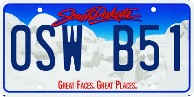 SD license plate 0SWB51
