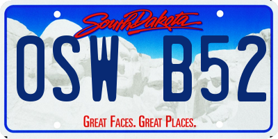 SD license plate 0SWB52