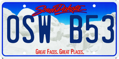 SD license plate 0SWB53