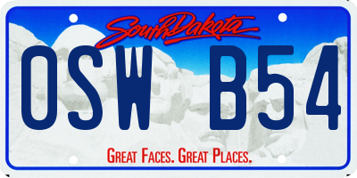 SD license plate 0SWB54