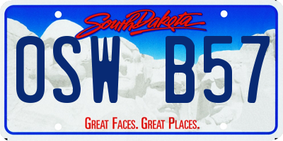SD license plate 0SWB57