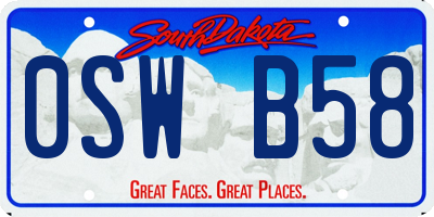 SD license plate 0SWB58