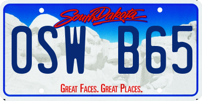 SD license plate 0SWB65