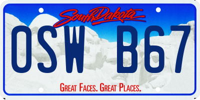 SD license plate 0SWB67