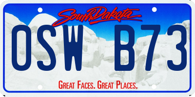 SD license plate 0SWB73