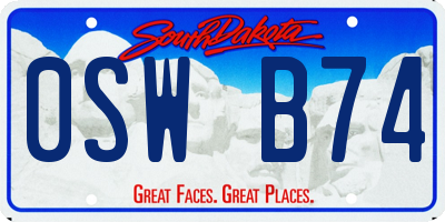 SD license plate 0SWB74