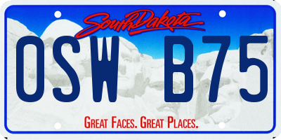 SD license plate 0SWB75