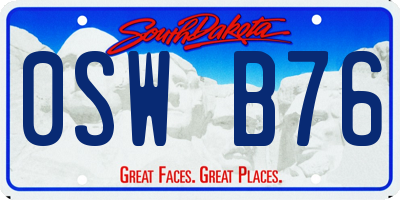 SD license plate 0SWB76