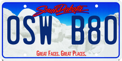 SD license plate 0SWB80