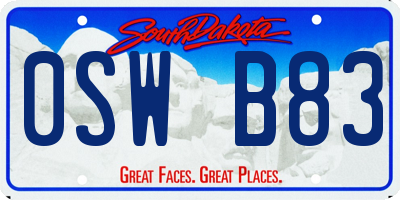 SD license plate 0SWB83