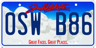 SD license plate 0SWB86