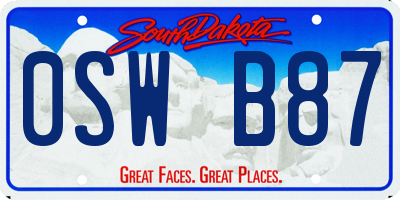 SD license plate 0SWB87