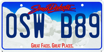 SD license plate 0SWB89
