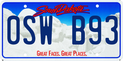SD license plate 0SWB93