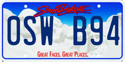 SD license plate 0SWB94