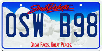 SD license plate 0SWB98