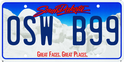 SD license plate 0SWB99