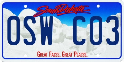 SD license plate 0SWC03