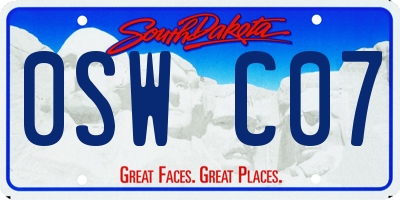SD license plate 0SWC07
