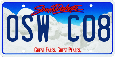 SD license plate 0SWC08