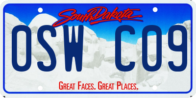 SD license plate 0SWC09