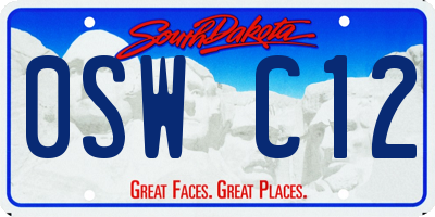 SD license plate 0SWC12