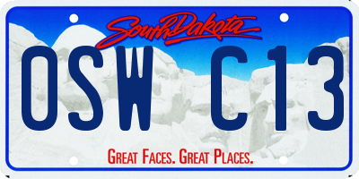 SD license plate 0SWC13