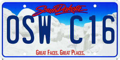 SD license plate 0SWC16