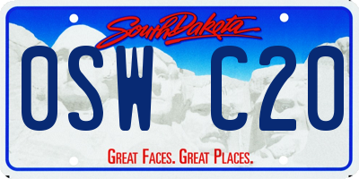 SD license plate 0SWC20