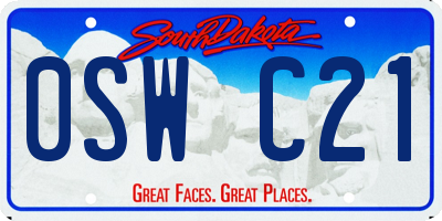 SD license plate 0SWC21