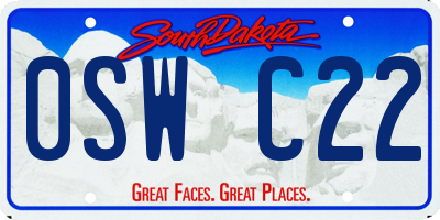 SD license plate 0SWC22