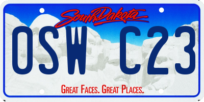 SD license plate 0SWC23