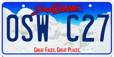 SD license plate 0SWC27
