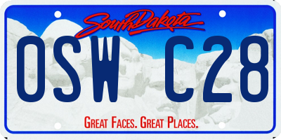 SD license plate 0SWC28