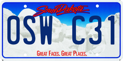 SD license plate 0SWC31