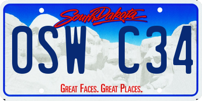 SD license plate 0SWC34