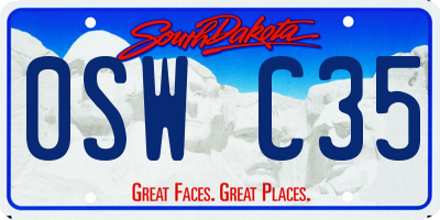 SD license plate 0SWC35
