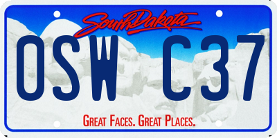 SD license plate 0SWC37