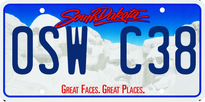 SD license plate 0SWC38