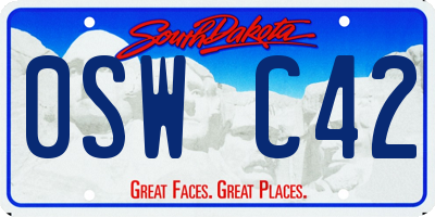 SD license plate 0SWC42