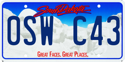 SD license plate 0SWC43