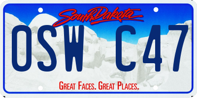 SD license plate 0SWC47