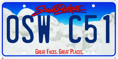 SD license plate 0SWC51