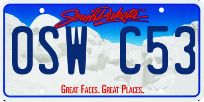 SD license plate 0SWC53