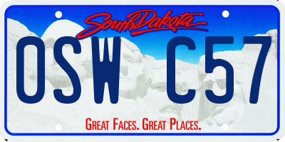 SD license plate 0SWC57