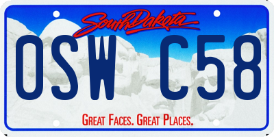 SD license plate 0SWC58